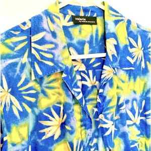 Valerie Stevens button down blouse top shirt Soft 100% light cotton Sz Large